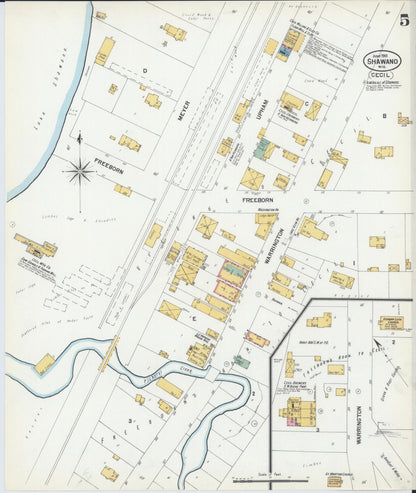 Sanborn Fire Insurance Map from Shawano, Shawano County, Wisconsin (1901), Sheet #0005 - Historic Sanborn Fire Insurance Map Print, vintage old map wall art, antique decor, genealogy gift, Wisconsin Wisconsin map