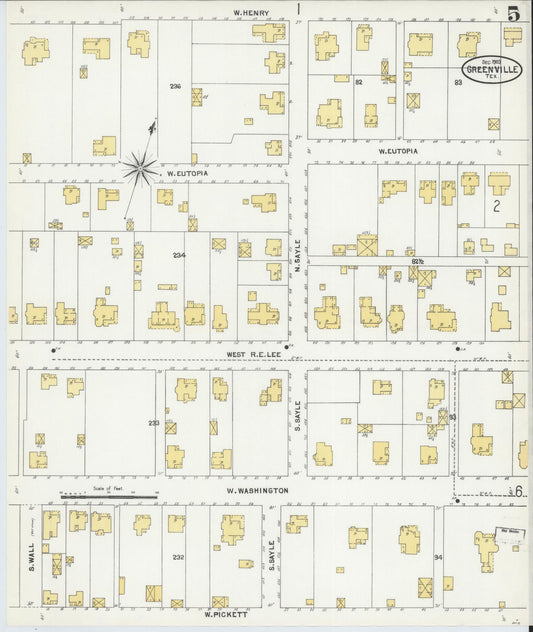 Sanborn Fire Insurance Map from Greenville, Hunt County, Texas (1903), Sheet #0005 - Historic Sanborn Fire Insurance Map Print, vintage old map wall art, antique decor, genealogy gift, Texas Texas map