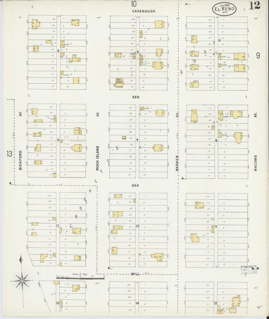 Sanborn Fire Insurance Map from El Reno, Canadian County, Oklahoma (1898), Sheet #0012 - Historic Sanborn Fire Insurance Map Print, vintage old map wall art, antique decor, genealogy gift, Oklahoma Oklahoma map