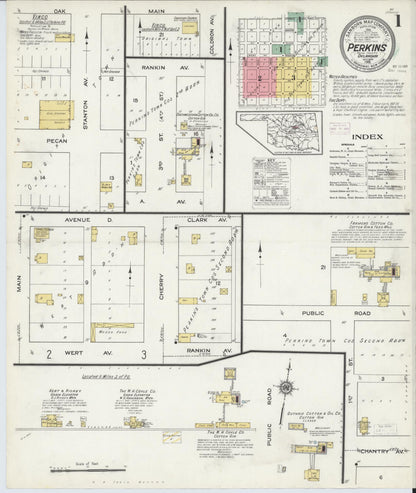 Sanborn Fire Insurance Map from Perkins, Payne County, Oklahoma (1915), Sheet #0001 - Complete Map Set gallery image, historic Sanborn map, vintage wall art, Oklahoma Oklahoma