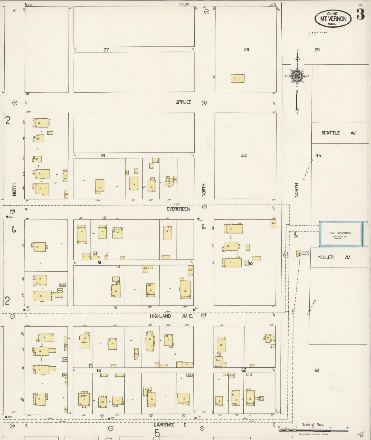 Sanborn Fire Insurance Map from Mount Vernon, Skagit County, Washington (1921), Sheet #0003 - Complete Map Set gallery image, historic Sanborn map, vintage wall art, Washington Washington