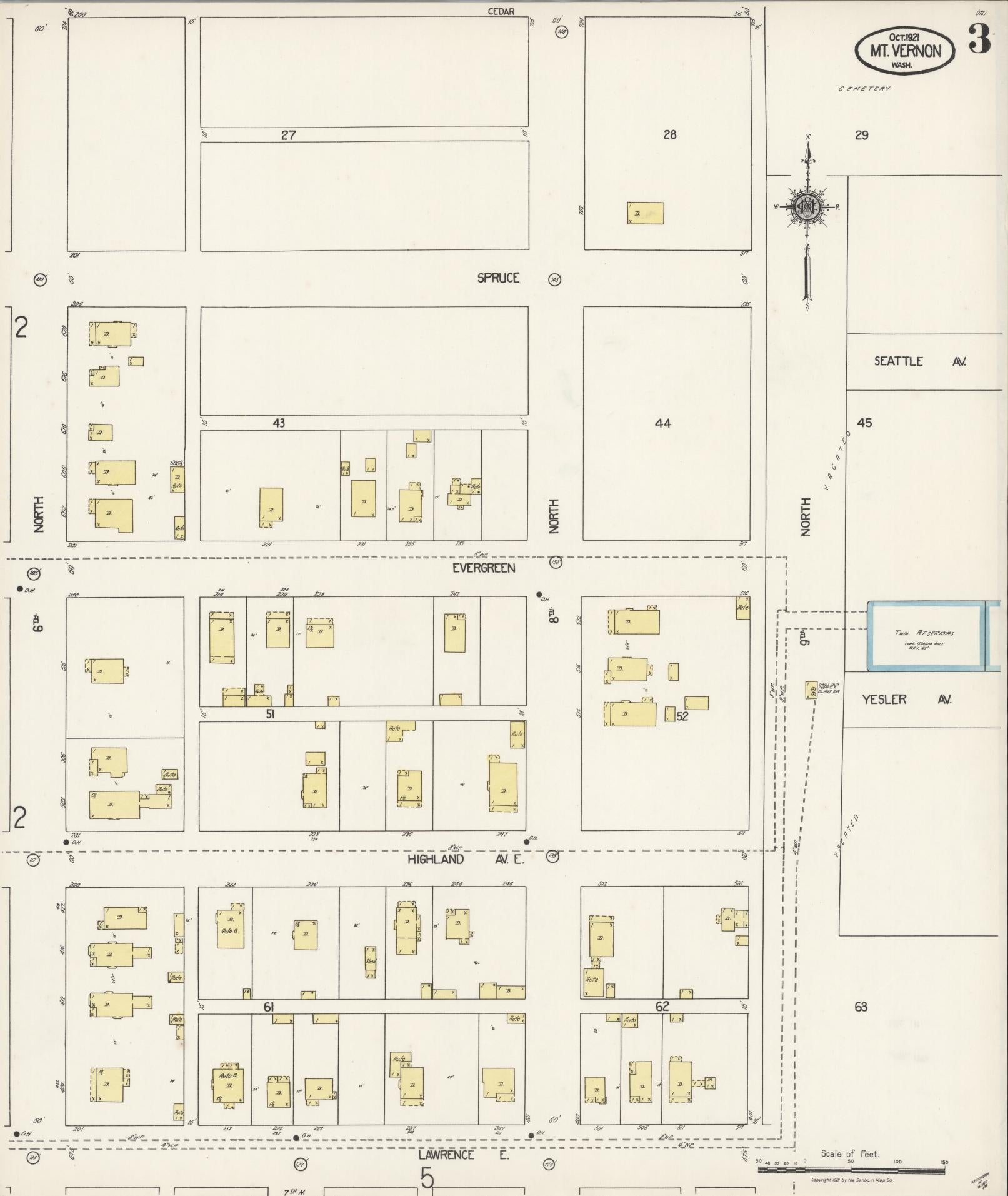 Sanborn Fire Insurance Map from Mount Vernon, Skagit County, Washington (1921), Sheet #0003 - Complete Map Set gallery image, historic Sanborn map, vintage wall art, Washington Washington