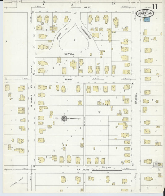 Sanborn Fire Insurance Map from Beaver Dam, Dodge County, Wisconsin (1914), Sheet #0011 - Historic Sanborn Fire Insurance Map Print, vintage old map wall art, antique decor, genealogy gift, Wisconsin Wisconsin map