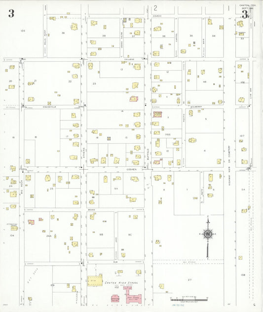 Sanborn Fire Insurance Map from Canton, Van Zandt County, Texas (1941), Sheet #0003 - Historic Sanborn Fire Insurance Map Print, vintage old map wall art, antique decor, genealogy gift, Texas Texas map