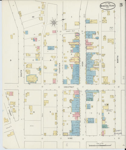 Sanborn Fire Insurance Map from Mineral Point, Iowa County, Wisconsin (1894), Sheet #0003 - Complete Map Set gallery image, historic Sanborn map, vintage wall art, Wisconsin Wisconsin
