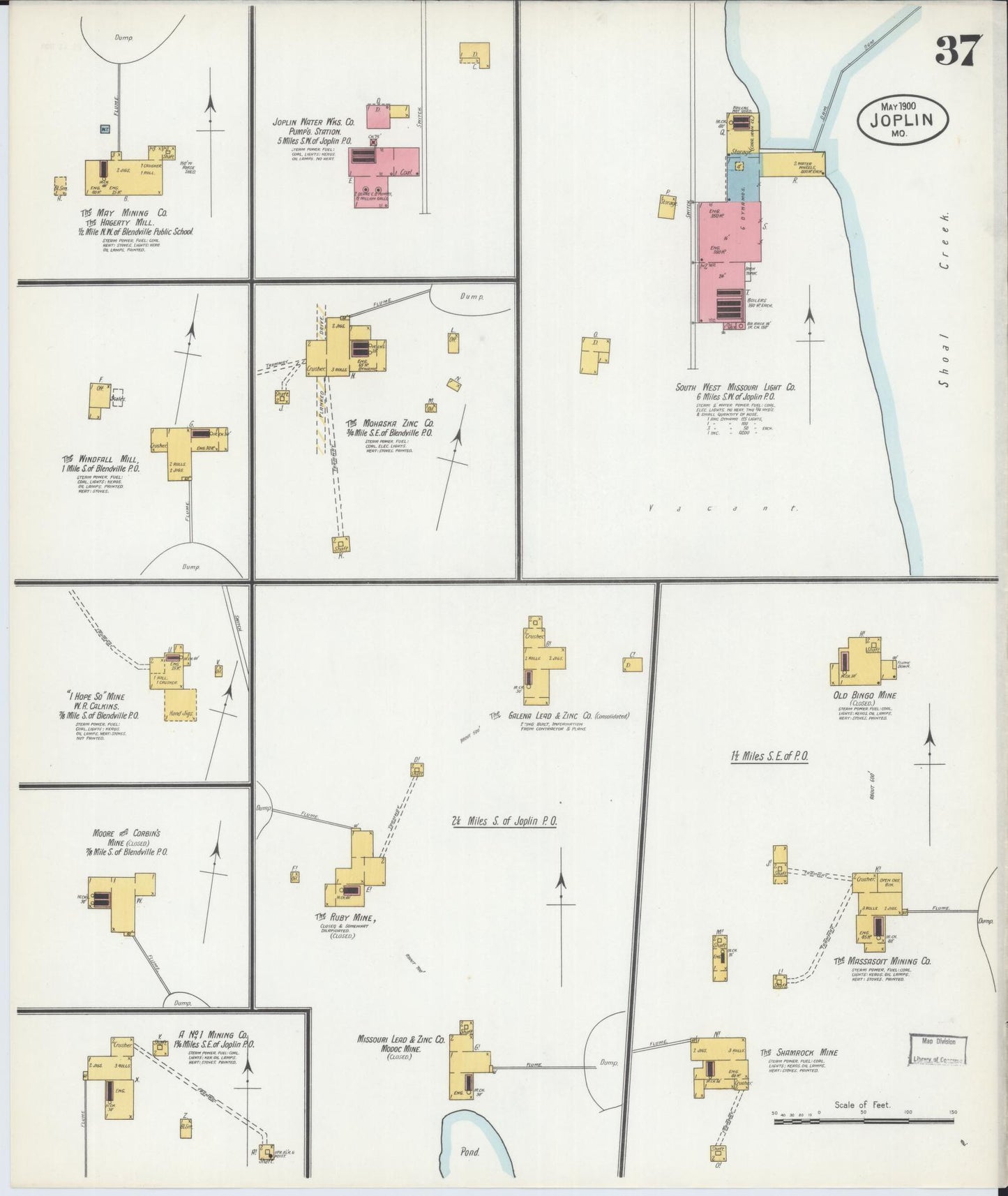 Sanborn Fire Insurance Map from Joplin, Jasper County, Missouri (1900), Sheet #0037 - Historic Sanborn Fire Insurance Map Print, vintage old map wall art, antique decor, genealogy gift, Missouri Missouri map