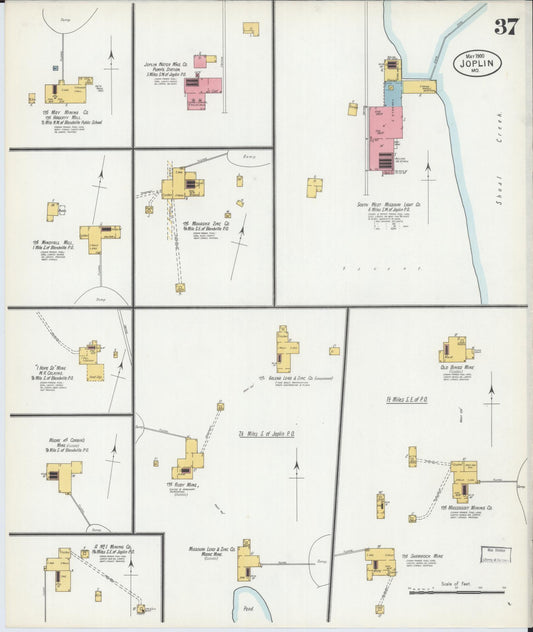 Sanborn Fire Insurance Map from Joplin, Jasper County, Missouri (1900), Sheet #0037 - Historic Sanborn Fire Insurance Map Print, vintage old map wall art, antique decor, genealogy gift, Missouri Missouri map