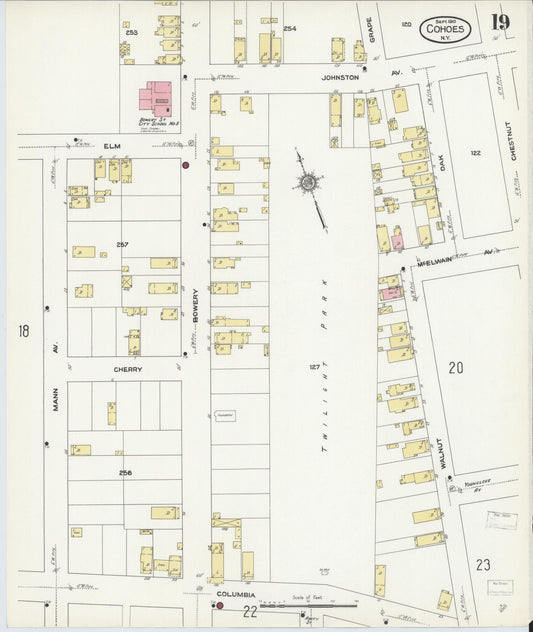 Sanborn Fire Insurance Map from Cohoes, Albany County, New York (1910), Sheet #0019 - Historic Sanborn Fire Insurance Map Print, vintage old map wall art, antique decor, genealogy gift, New York New York map