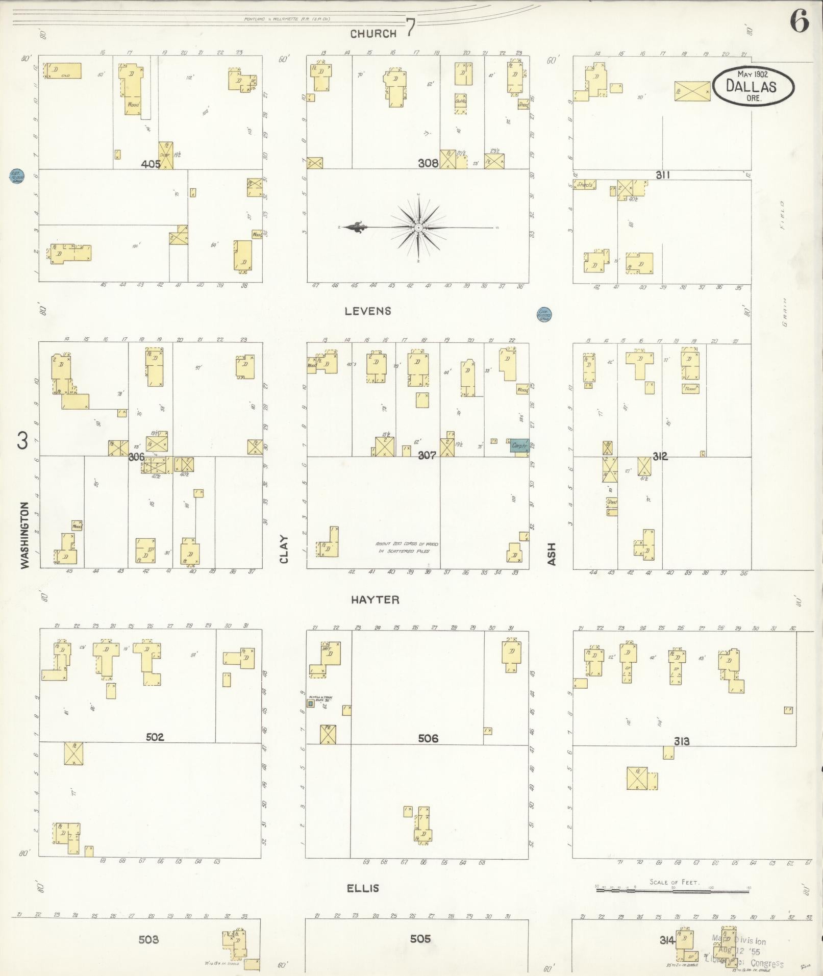 Sanborn Fire Insurance Map from Dallas, Polk County, Oregon (1902), Sheet #0006 - Complete Map Set gallery image, historic Sanborn map, vintage wall art, Oregon Oregon