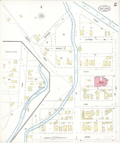 Sanborn Fire Insurance Map from Wallace, Shoshone County, Idaho (1901), Sheet #0002 - Complete Map Set gallery image, historic Sanborn map, vintage wall art, Idaho Idaho