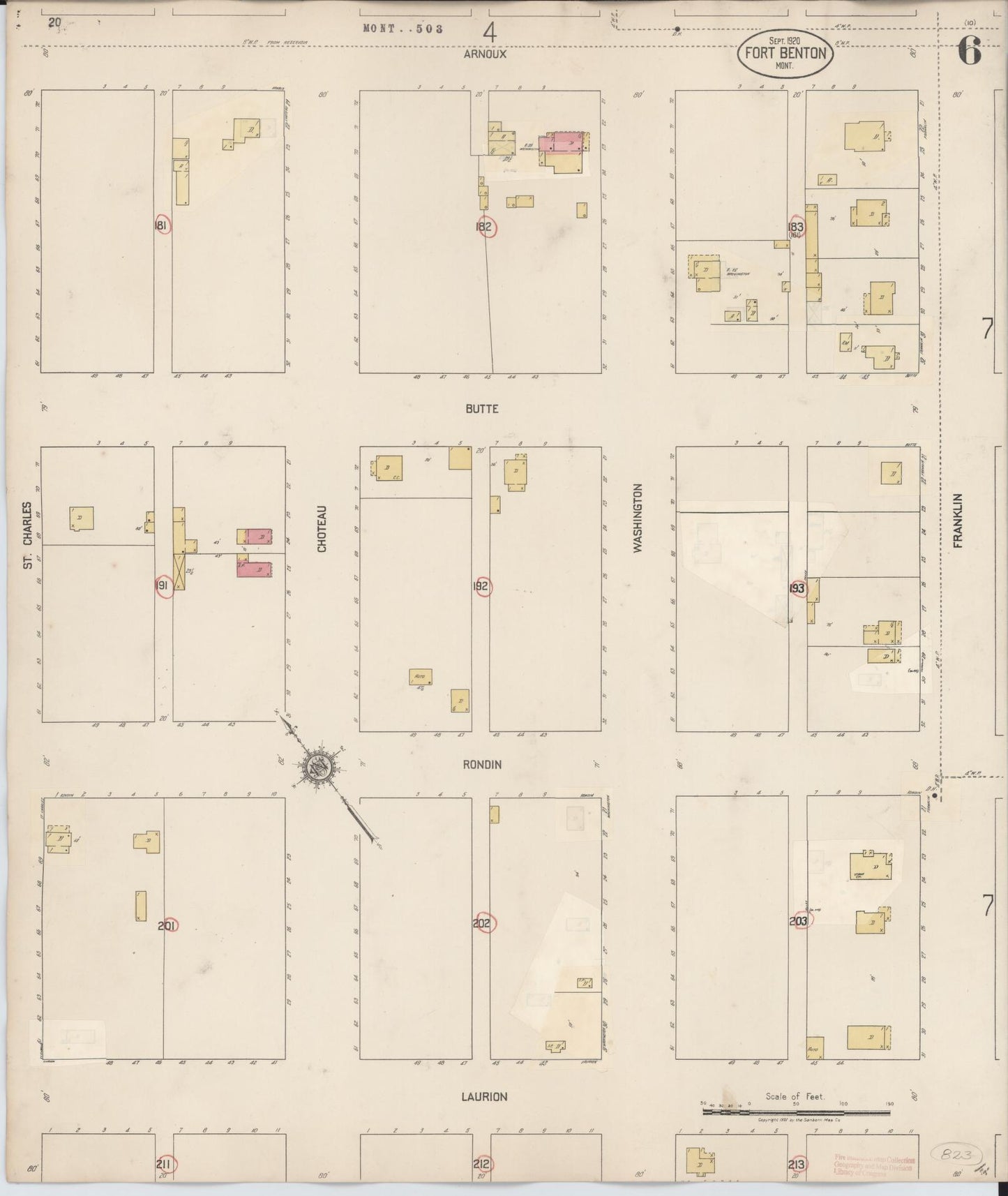 Sanborn Fire Insurance Map from Fort Benton, Chouteau County, Montana (1939), Sheet #0006 - Complete Map Set gallery image, historic Sanborn map, vintage wall art, Montana Montana