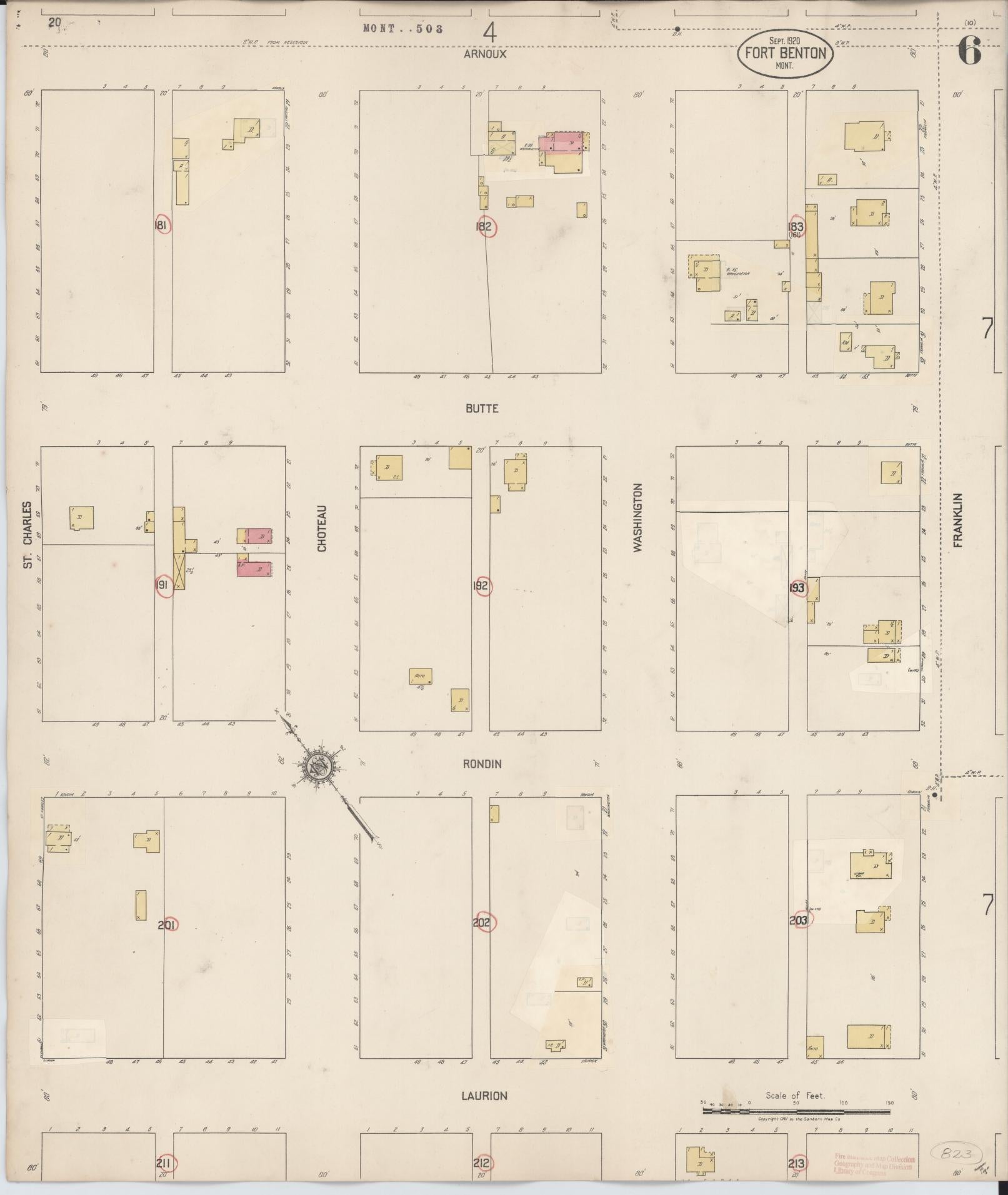 Sanborn Fire Insurance Map from Fort Benton, Chouteau County, Montana (1939), Sheet #0006 - Complete Map Set gallery image, historic Sanborn map, vintage wall art, Montana Montana