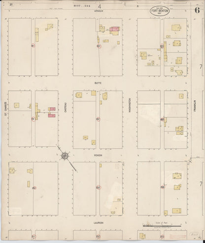 Sanborn Fire Insurance Map from Fort Benton, Chouteau County, Montana (1939), Sheet #0006 - Complete Map Set gallery image, historic Sanborn map, vintage wall art, Montana Montana