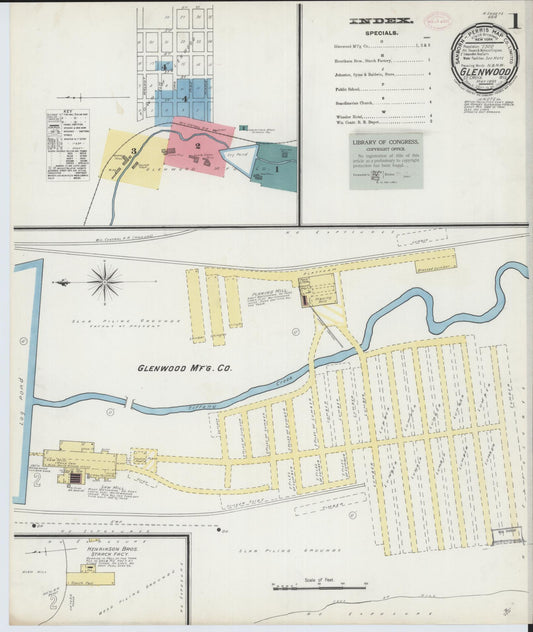 Sanborn Fire Insurance Map from Glenwood City, St. Croix County, Wisconsin (1893), Sheet #0001 - Historic Sanborn Fire Insurance Map Print, vintage old map wall art, antique decor, genealogy gift, Wisconsin Wisconsin map