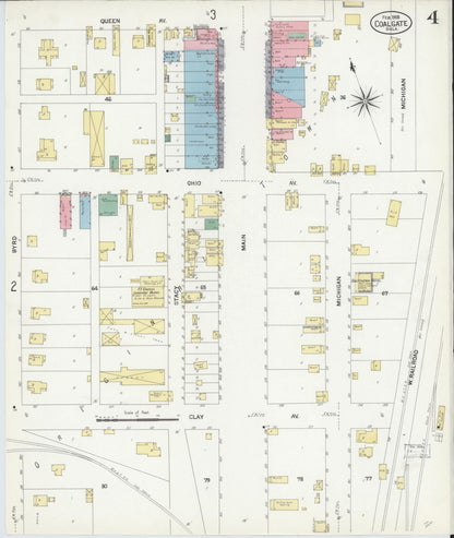 Sanborn Fire Insurance Map from Coalgate, Coal County, Oklahoma (1908), Sheet #0004 - Complete Map Set gallery image, historic Sanborn map, vintage wall art, Oklahoma Oklahoma