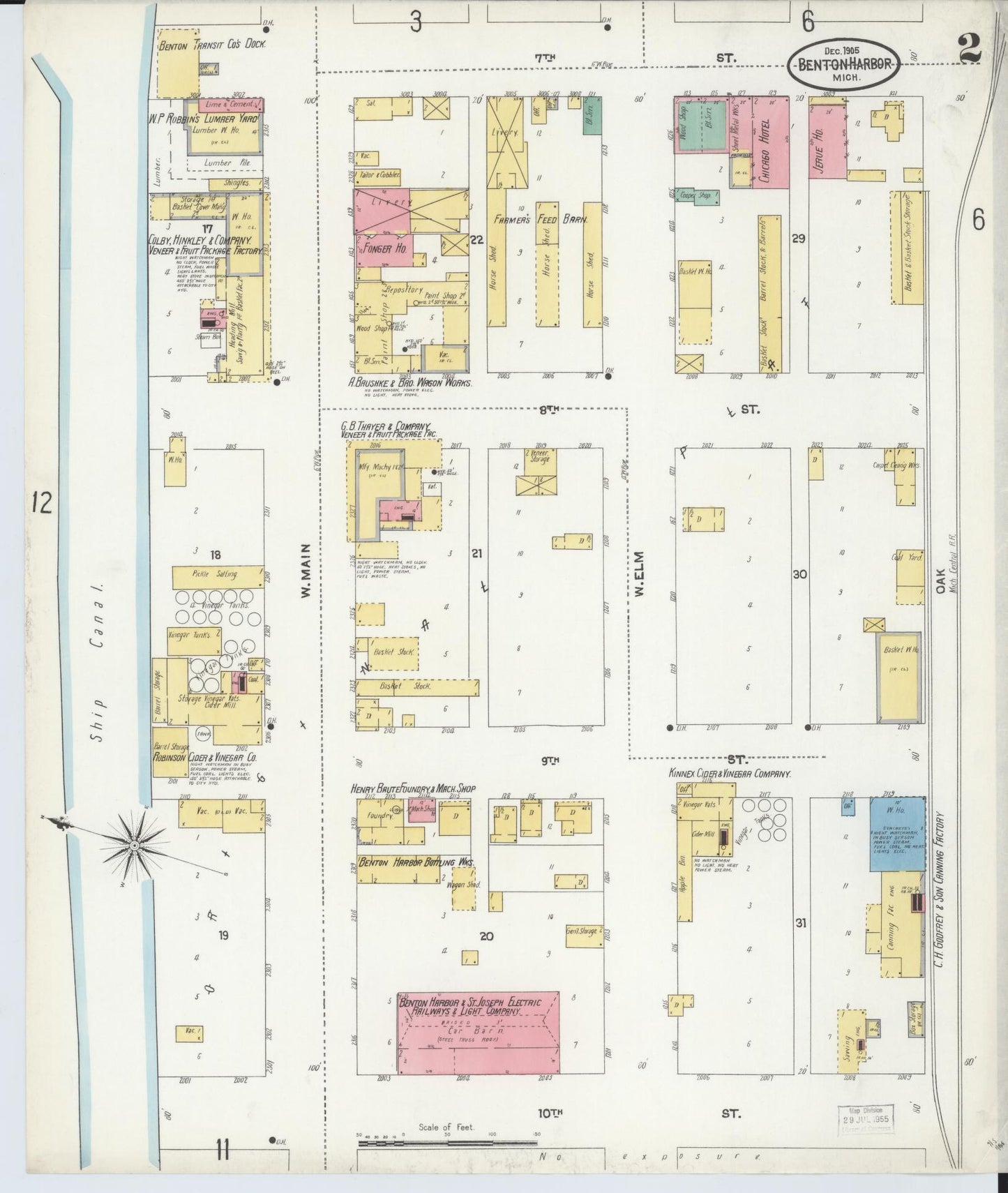 Sanborn Fire Insurance Map from Benton Harbor, Berrien County, Michigan (1905), Sheet #0002 - Complete Map Set gallery image, historic Sanborn map, vintage wall art, Michigan Michigan