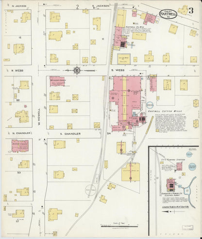 Sanborn Fire Insurance Map from Hartwell, Hart County, Georgia (1917), Sheet #0003 - Complete Map Set gallery image, historic Sanborn map, vintage wall art, Georgia Georgia