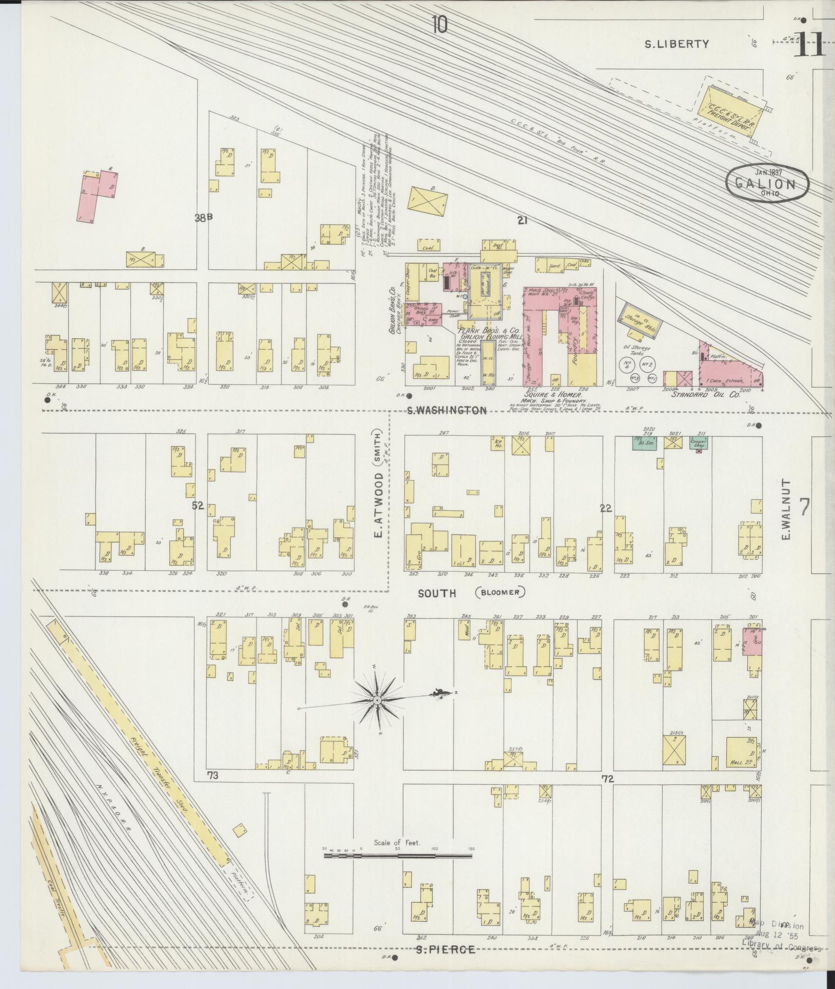 Sanborn Fire Insurance Map from Galion, Crawford County, Ohio (1897), Sheet #0011 - Complete Map Set gallery image, historic Sanborn map, vintage wall art, Ohio Ohio