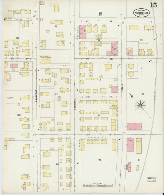 Sanborn Fire Insurance Map from Norwich, New London County, Connecticut (1897), Sheet #0015 - Historic Sanborn Fire Insurance Map Print, vintage old map wall art, antique decor, genealogy gift, Connecticut Connecticut map