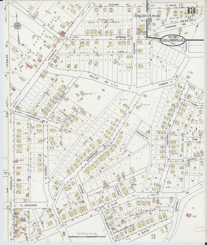 Sanborn Fire Insurance Map from Collinsville, Madison County, Illinois (1915), Sheet #0013 - Historic Sanborn Fire Insurance Map Print, vintage old map wall art, antique decor, genealogy gift, Illinois Illinois map