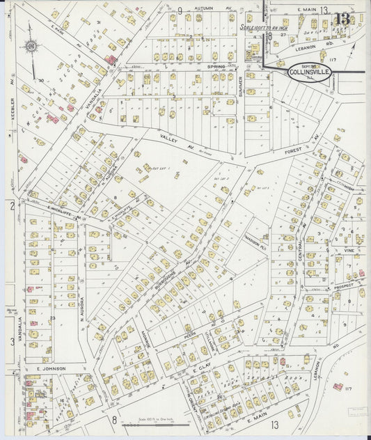 Sanborn Fire Insurance Map from Collinsville, Madison County, Illinois (1915), Sheet #0013 - Historic Sanborn Fire Insurance Map Print, vintage old map wall art, antique decor, genealogy gift, Illinois Illinois map