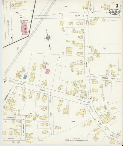 Sanborn Fire Insurance Map from Exeter, Rockingham County, New Hampshire (1913), Sheet #0003 - Complete Map Set gallery image, historic Sanborn map, vintage wall art, New Hampshire New Hampshire