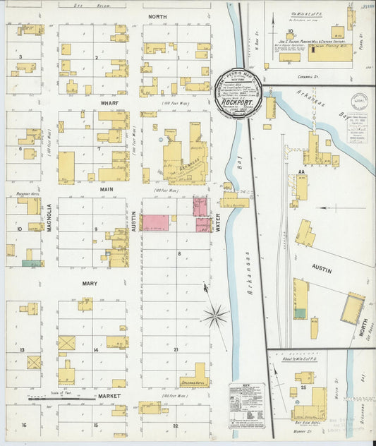 Sanborn Fire Insurance Map from Rockport, Aransas County, Texas (1900), Sheet #0001 - Historic Sanborn Fire Insurance Map Print, vintage old map wall art, antique decor, genealogy gift, Texas Texas map