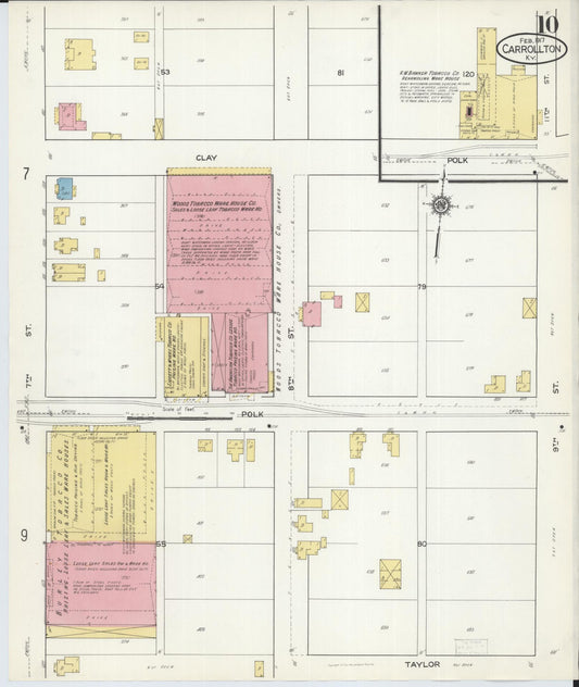 Sanborn Fire Insurance Map from Carrollton, Carroll County, Kentucky (1917), Sheet #0010 - Historic Sanborn Fire Insurance Map Print, vintage old map wall art, antique decor, genealogy gift, Kentucky Kentucky map