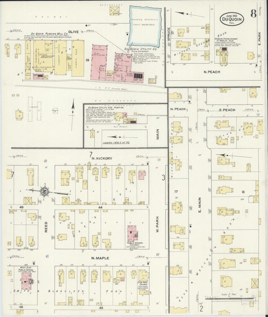 Sanborn Fire Insurance Map from Du Quoin, Perry County, Illinois (1910), Sheet #0008 - Historic Sanborn Fire Insurance Map Print, vintage old map wall art, antique decor, genealogy gift, Illinois Illinois map