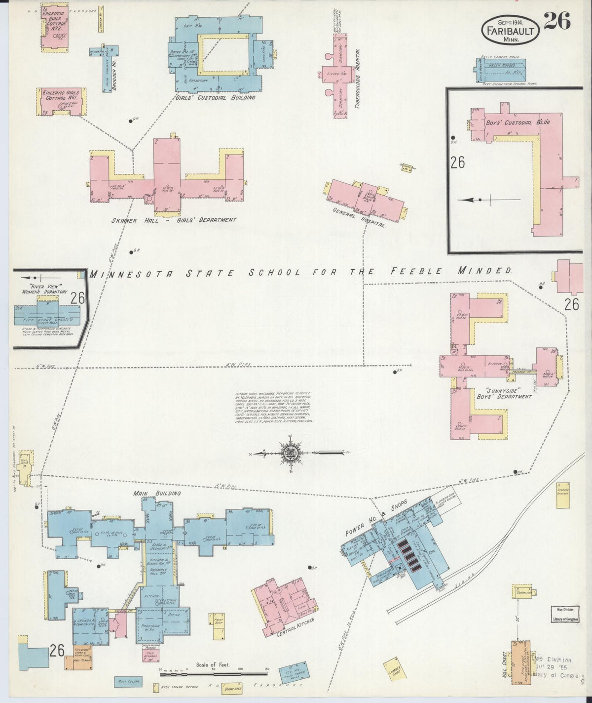 Sanborn Fire Insurance Map from Faribault, Rice County, Minnesota (1914), Sheet #0026 - Historic Sanborn Fire Insurance Map Print, vintage old map wall art, antique decor, genealogy gift, Minnesota Minnesota map