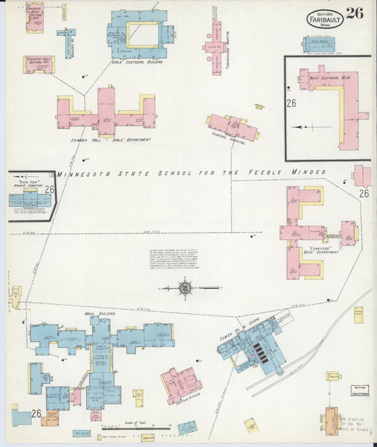 Sanborn Fire Insurance Map from Faribault, Rice County, Minnesota (1914), Sheet #0026 - Historic Sanborn Fire Insurance Map Print, vintage old map wall art, antique decor, genealogy gift, Minnesota Minnesota map