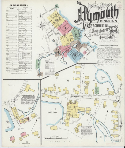 Sanborn Fire Insurance Map from Plymouth, Plymouth County, Massachusetts. (1896) – Historic Sanborn Fire Insurance Map Print