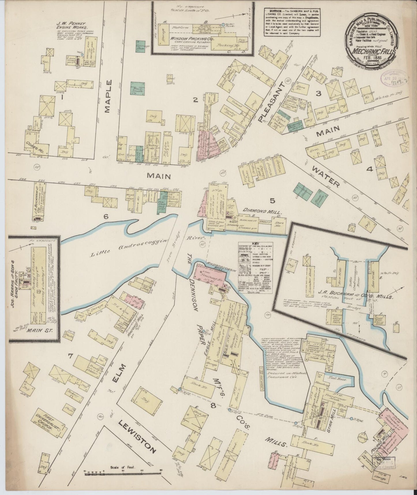 Sanborn Fire Insurance Map from Mechanic Falls, Androscoggin County, Maine. (1885) – Historic Sanborn Fire Insurance Map Print
