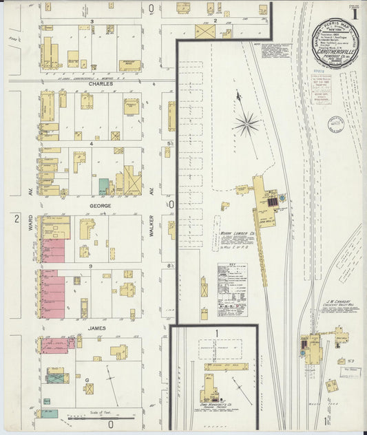Sanborn Fire Insurance Map from Caruthersville, Pemiscot County, Missouri (1900), Sheet #0001 - Historic Sanborn Fire Insurance Map Print, vintage old map wall art, antique decor, genealogy gift, Missouri Missouri map