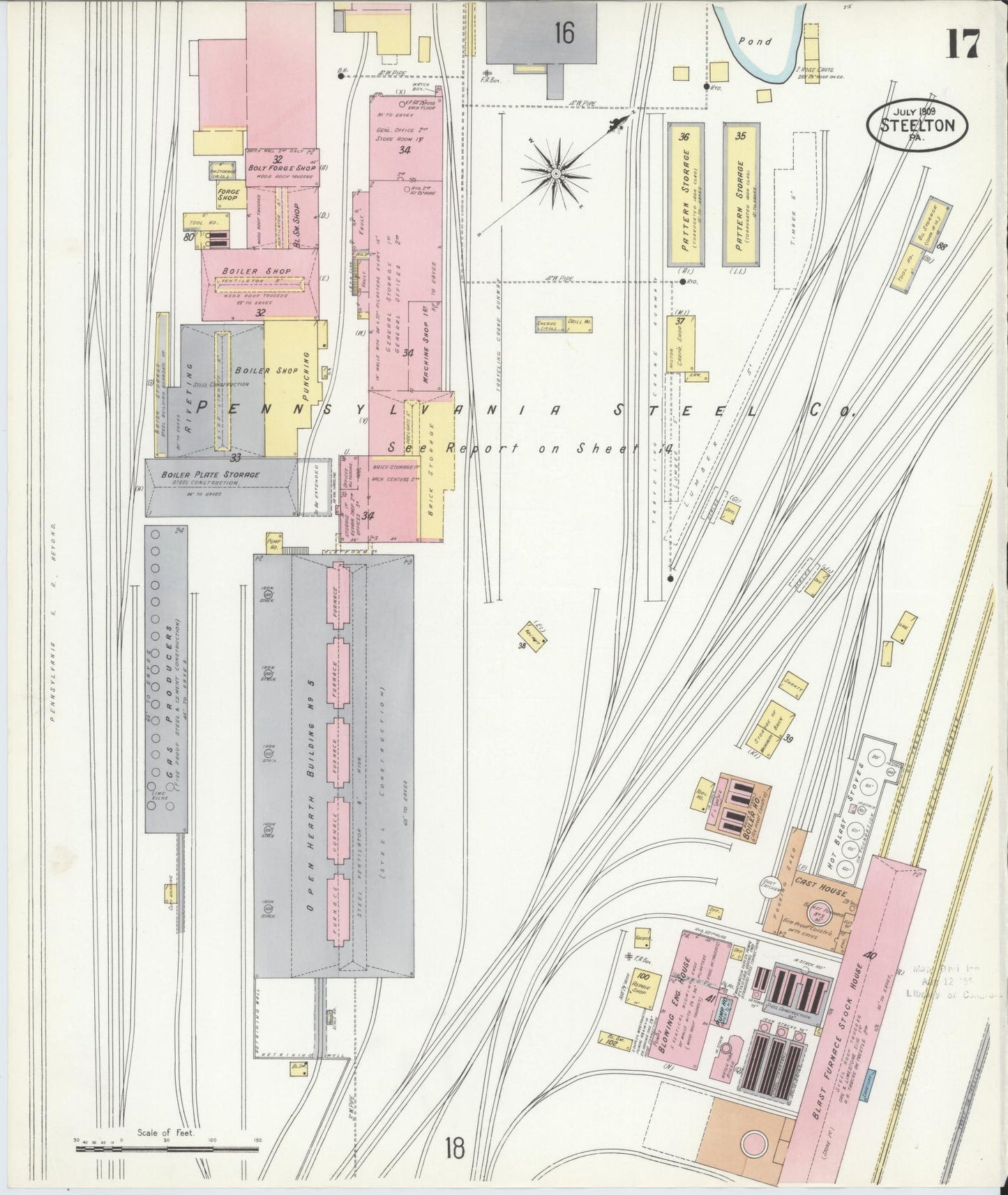 Sanborn Fire Insurance Map from Steelton, Dauphin County, Pennsylvania (1909), Sheet #0017 - Complete Map Set gallery image, historic Sanborn map, vintage wall art, Pennsylvania Pennsylvania