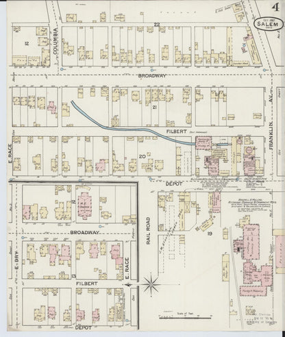 Sanborn Fire Insurance Map from Salem, Columbiana County, Ohio (1887), Sheet #0004 - Historic Sanborn Fire Insurance Map Print, vintage old map wall art, antique decor, genealogy gift, Ohio Ohio map