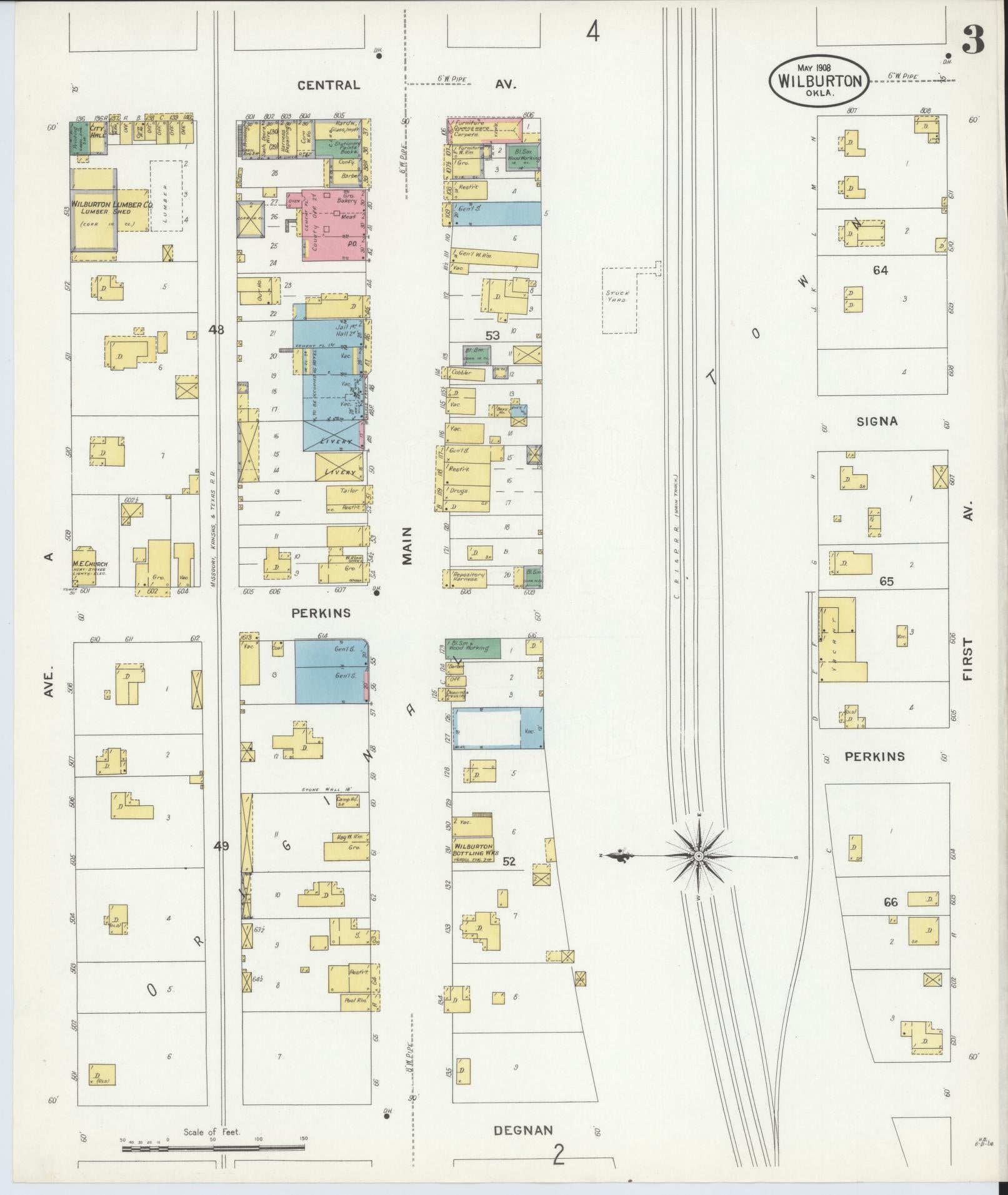 Sanborn Fire Insurance Map from Wilburton, Latimer County, Oklahoma (1908), Sheet #0003 - Historic Sanborn Fire Insurance Map Print, vintage old map wall art, antique decor, genealogy gift, Oklahoma Oklahoma map