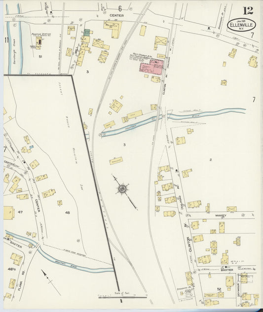 Sanborn Fire Insurance Map from Ellenville, Ulster County, New York (1910), Sheet #0012 - Historic Sanborn Fire Insurance Map Print, vintage old map wall art, antique decor, genealogy gift, New York New York map