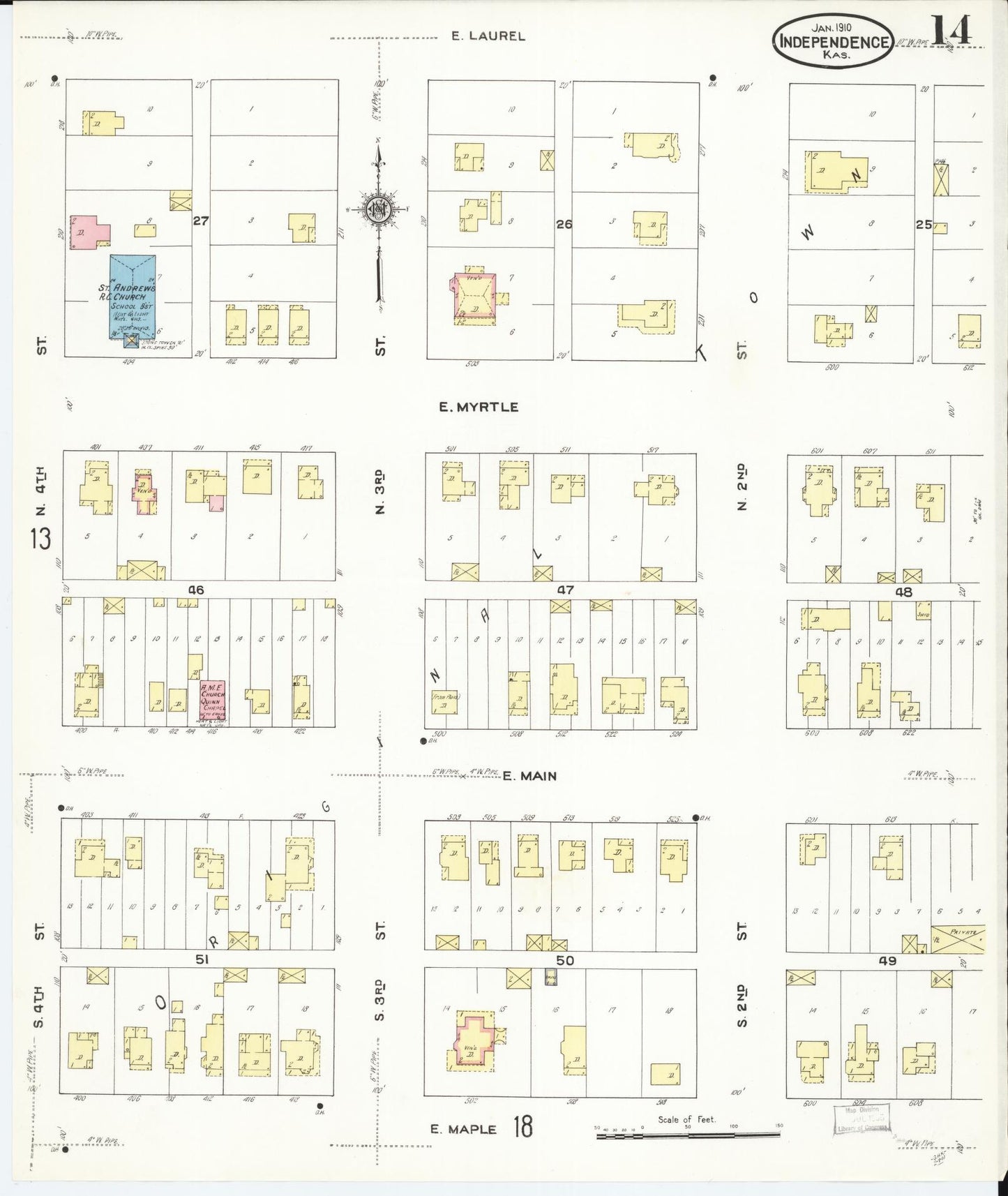 Sanborn Fire Insurance Map from Independence, Montgomery County, Kansas (1910), Sheet #0014 - Complete Map Set gallery image, historic Sanborn map, vintage wall art, Kansas Kansas