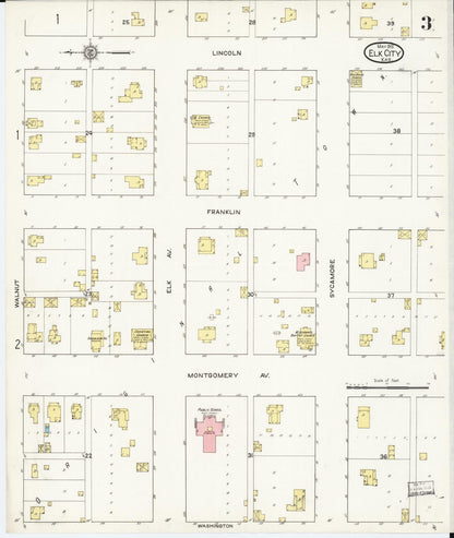 Sanborn Fire Insurance Map from Elk City, Montgomery County, Kansas (1915), Sheet #0003 - Complete Map Set gallery image, historic Sanborn map, vintage wall art, Kansas Kansas