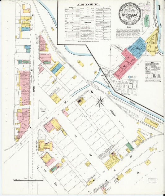 Sanborn Fire Insurance Map from McGregor, Clayton County, Iowa (1902), Sheet #0001 - Historic Sanborn Fire Insurance Map Print, vintage old map wall art
