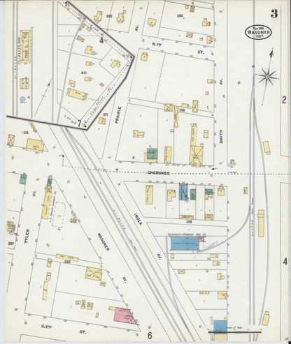 Sanborn Fire Insurance Map from Wagoner, Wagoner County, Oklahoma (1905), Sheet #0003 - Complete Map Set gallery image, historic Sanborn map, vintage wall art, Oklahoma Oklahoma