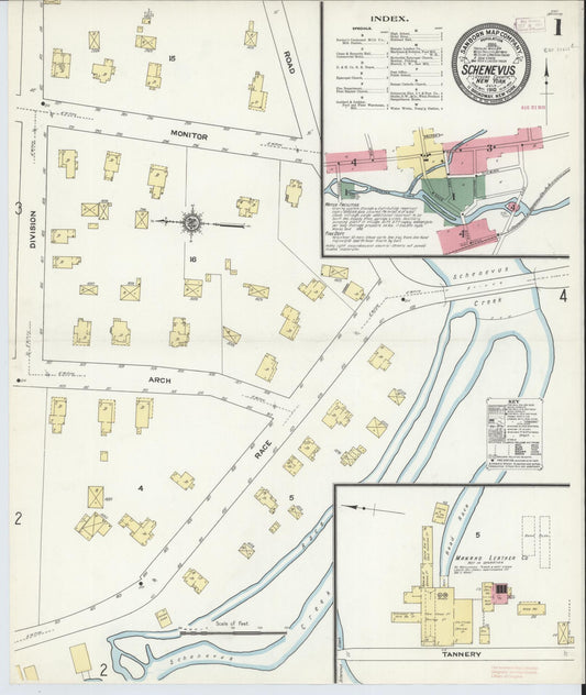 Sanborn Fire Insurance Map from Schenevus, Otsego County, New York (1910), Sheet #0001 - Complete Map Set gallery image, historic Sanborn map, vintage wall art, New York New York