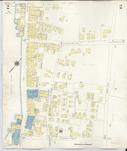 Sanborn Fire Insurance Map from Lahaina, Maui County, Hawaii (1950), Sheet #0002 - Historic Sanborn Fire Insurance Map Print, vintage old map wall art, antique decor, genealogy gift, Hawaii Hawaii map