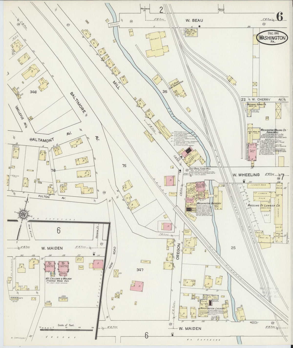 Sanborn Fire Insurance Map from Washington, Washington County, Pennsylvania (1914), Sheet #0006 - Complete Map Set gallery image, historic Sanborn map, vintage wall art, Sanborn Fire Insurance Map from Washington Washington