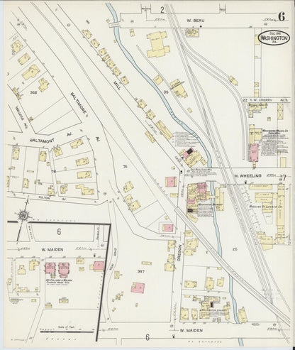 Sanborn Fire Insurance Map from Washington, Washington County, Pennsylvania (1914), Sheet #0006 - Complete Map Set gallery image, historic Sanborn map, vintage wall art, Sanborn Fire Insurance Map from Washington Washington