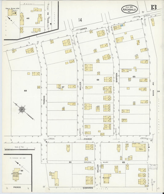 Sanborn Fire Insurance Map from Archbald, Lackawanna County, Pennsylvania (1912), Sheet #0013 - Historic Sanborn Fire Insurance Map Print, vintage old map wall art, antique decor, genealogy gift, Pennsylvania Pennsylvania map