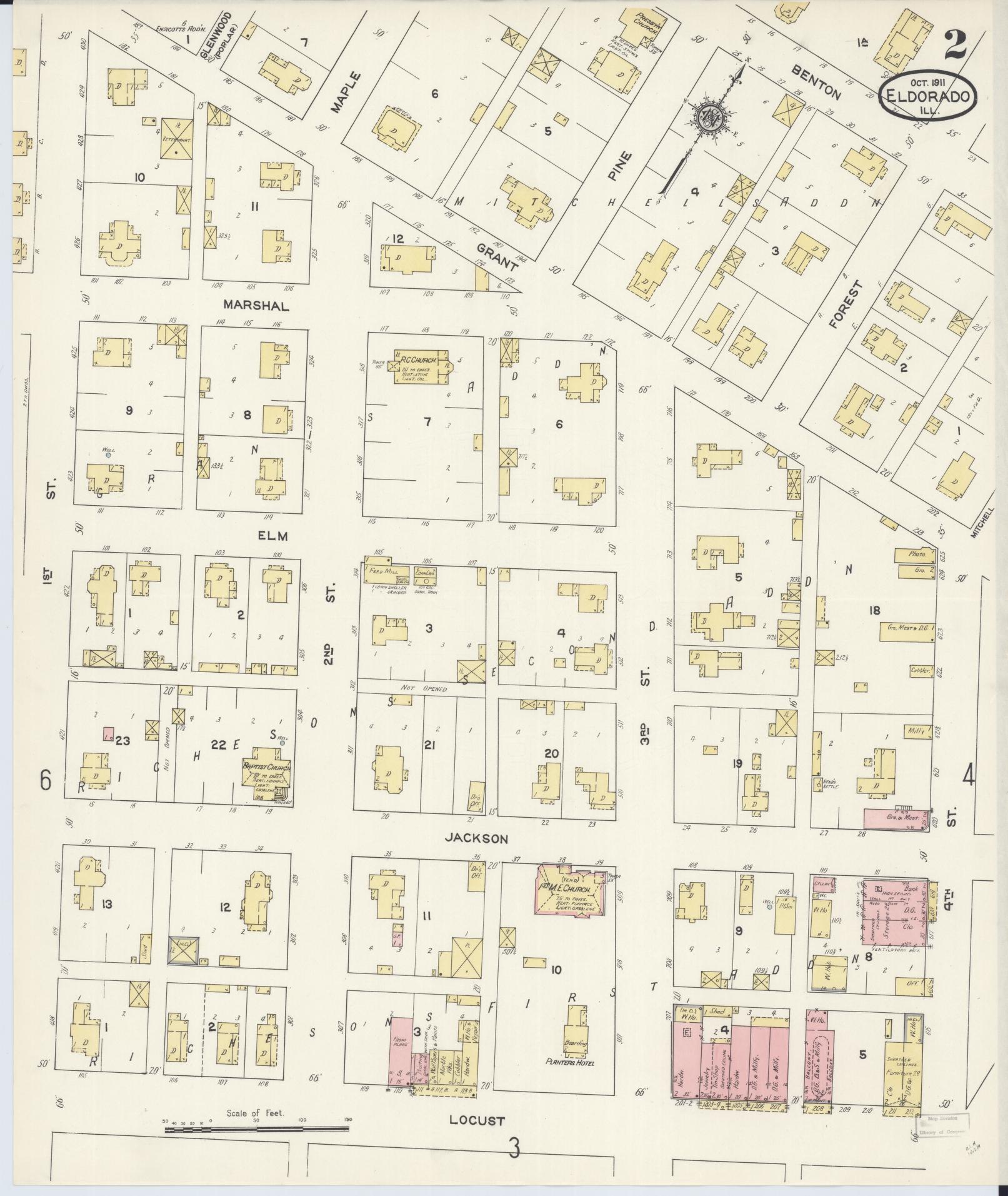Sanborn Fire Insurance Map from Eldorado, Saline County, Illinois (1911), Sheet #0002 - Complete Map Set gallery image, historic Sanborn map, vintage wall art, Illinois Illinois