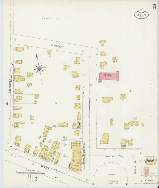 Sanborn Fire Insurance Map from Avon, Livingston County, New York (1898), Sheet #0005 - Historic Sanborn Fire Insurance Map Print, vintage old map wall art, antique decor, genealogy gift, New York New York map