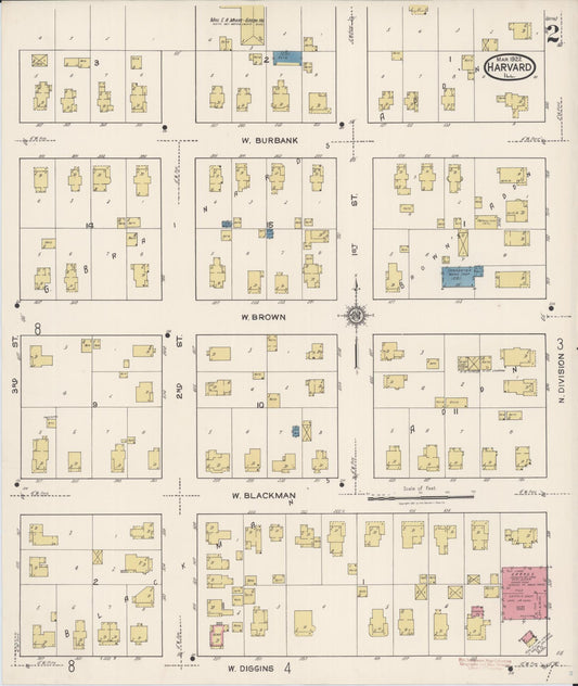 Sanborn Fire Insurance Map from Harvard, McHenry County, Illinois (1922), Sheet #0002 - Historic Sanborn Fire Insurance Map Print, vintage old map wall art, antique decor, genealogy gift, Illinois Illinois map